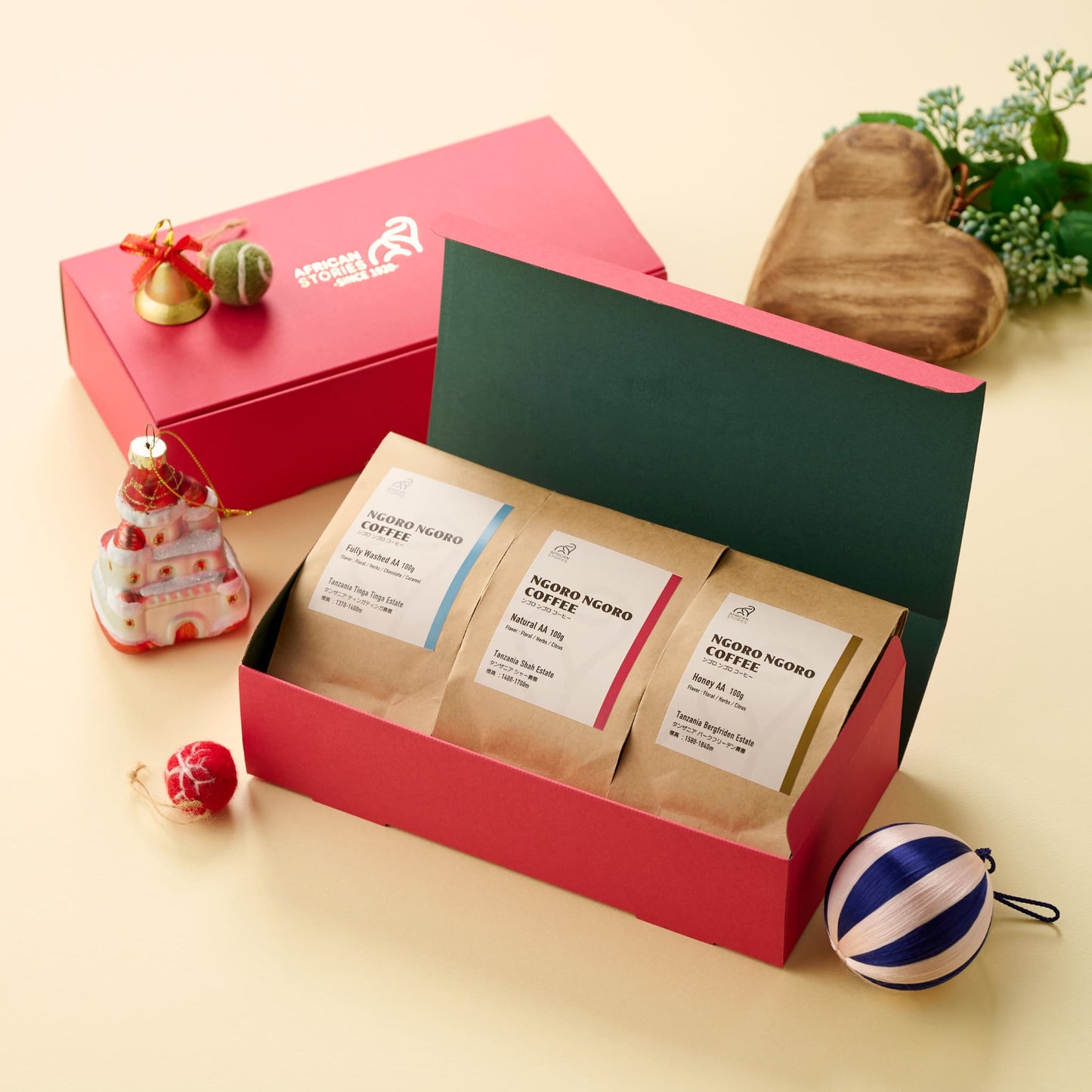 【100個限定】クリスマスギフトボックス ＜コーヒー3種セット＞（ンゴロンゴロ・コーヒー/中浅煎り3種類お試しセット）